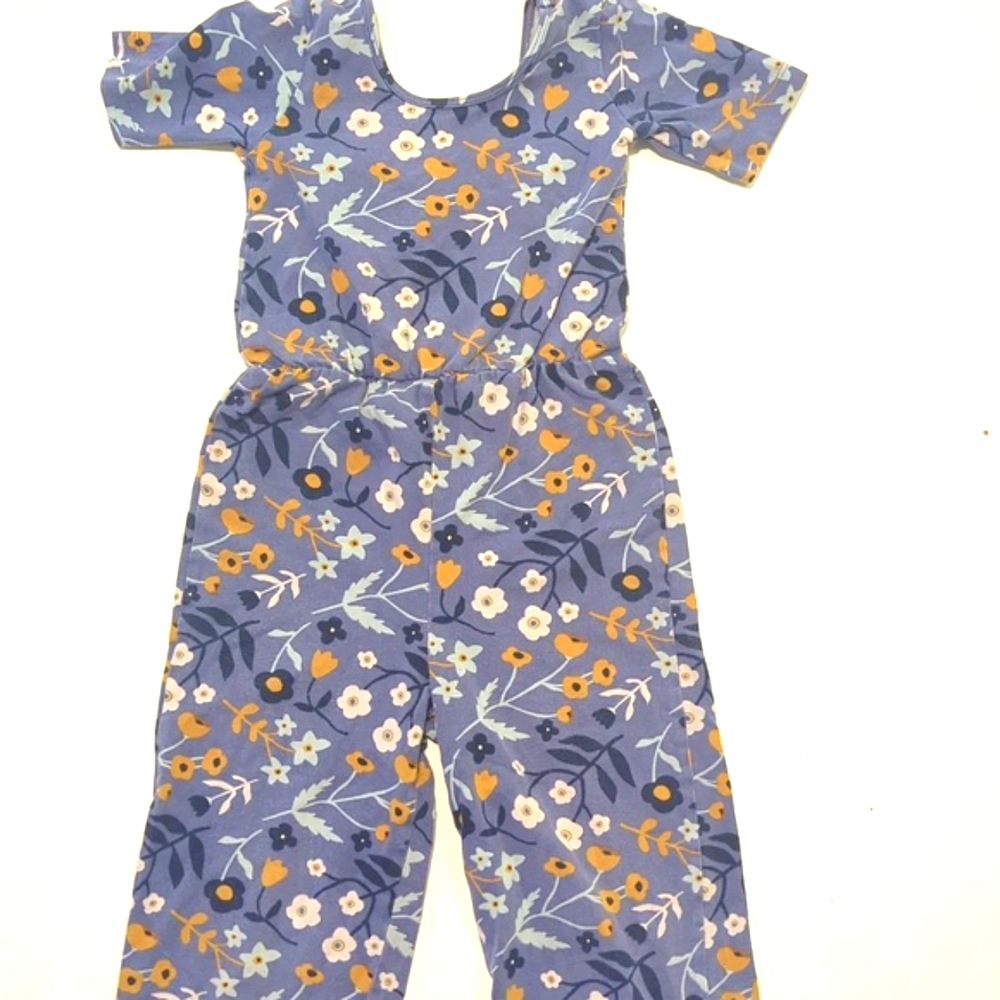 Alice + Ames Girls Size 5 Short Sleeve Wide Leg Jumpsuit in Underwater Florals